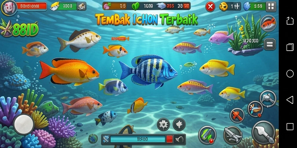 Screenshot utama 88ID menampilkan aksi menembak ikan yang seru.