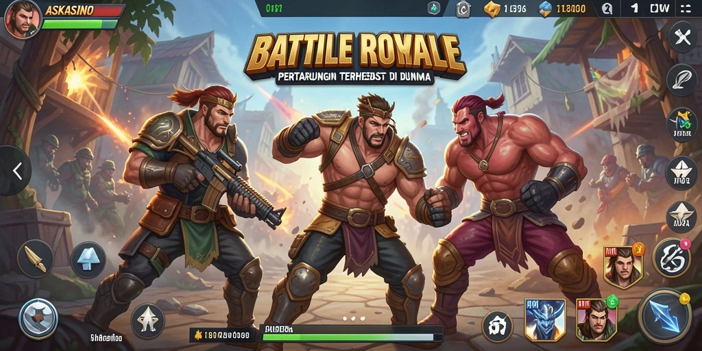 Tampilan gameplay seru dari ASKASINO dalam pertempuran Battle Royale.