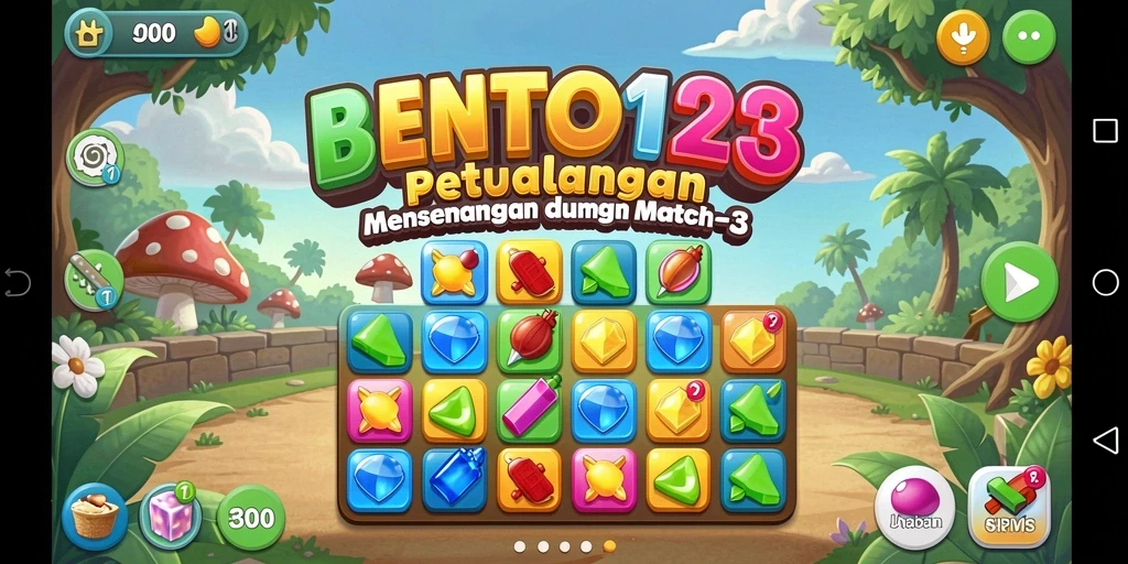 Screenshot gameplay BENTO123 menampilkan perpaduan makanan yang menarik.
