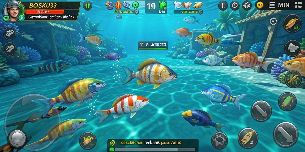 Screenshot utama menunjukkan aksi menembak ikan dengan grafis yang menakjubkan.