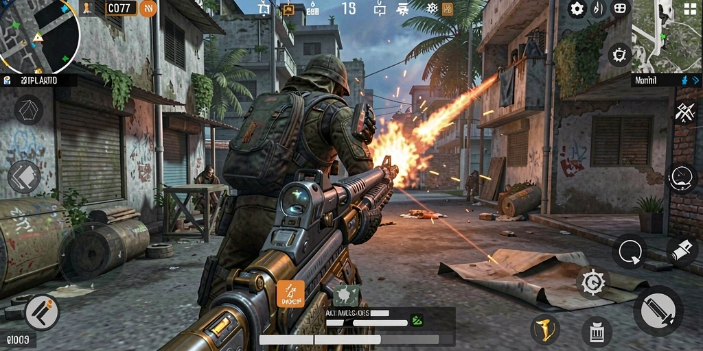 Tampilkan tampilan intens dari gameplay TPS di C0077.