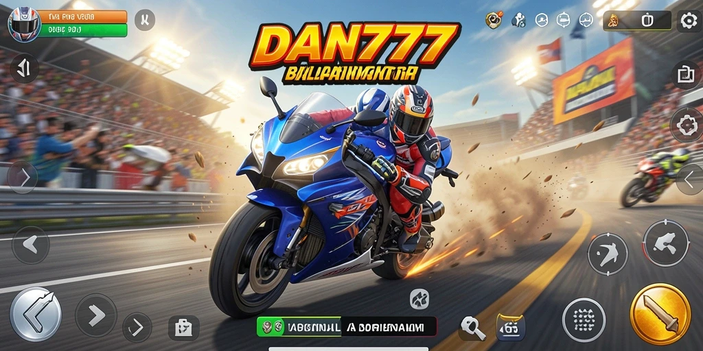 Tampilan gameplay seru dalam balapan motor di DAN777.