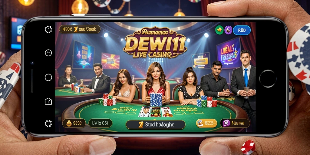 Screenshot gameplay DEWI11 yang menampilkan interaksi dealer dan pemain secara langsung.