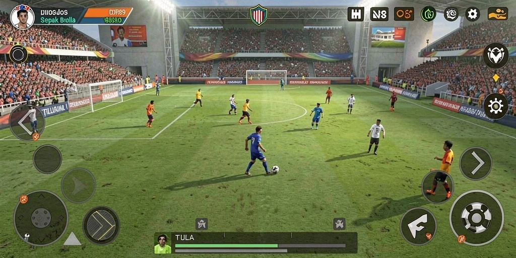 Screenshot menunjukkan gameplay mendebarkan sepak bola di IDR89.