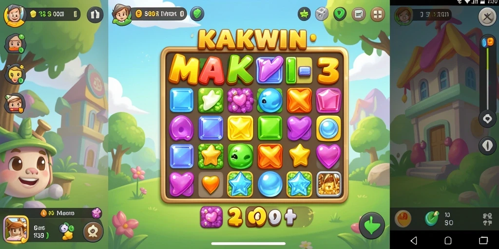 Tampilan gameplay seru di KAKWIN yang menciptakan keseruan Match-3.