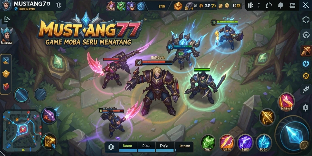Tampilan gameplay epik dari MUSTANG77 menampilkan aksi tim yang seru.