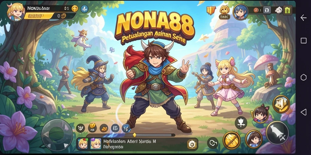 Tampilan gameplay NONA88 dengan karakter anime yang menarik.