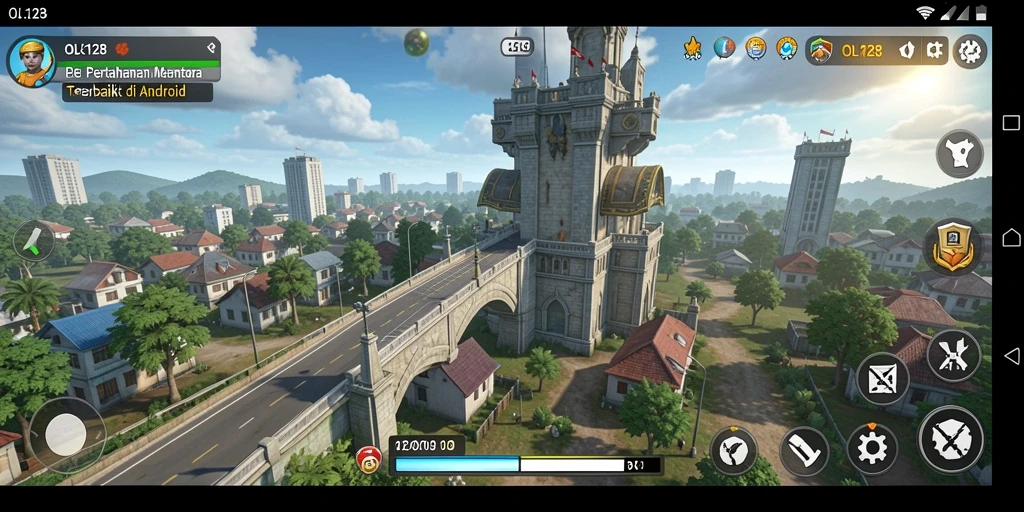 Gameplay OLX128 menampilkan menara dan strategi Tower Defense yang mendebarkan.