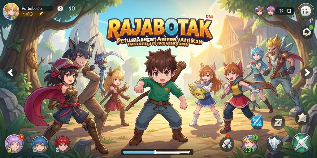 Tampilan gameplay menarik dari RAJABOTAK dengan karakter anime.