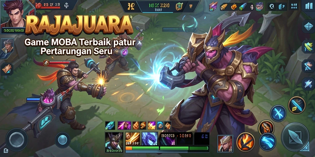 Tampilan intens gameplay MOBA di RAJAJUARA.
