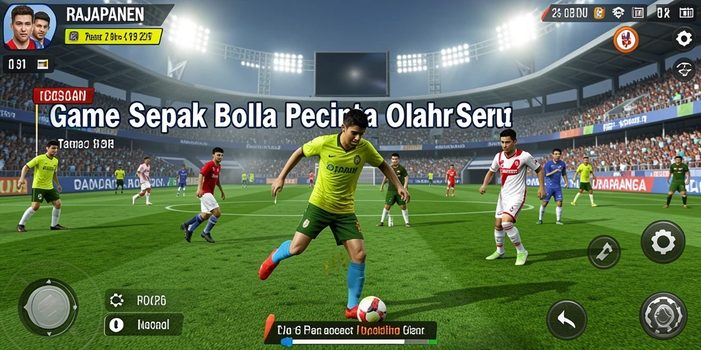 Screenshot gameplay RAJAPANEN menunjukkan dinamisnya pertandingan sepak bola.