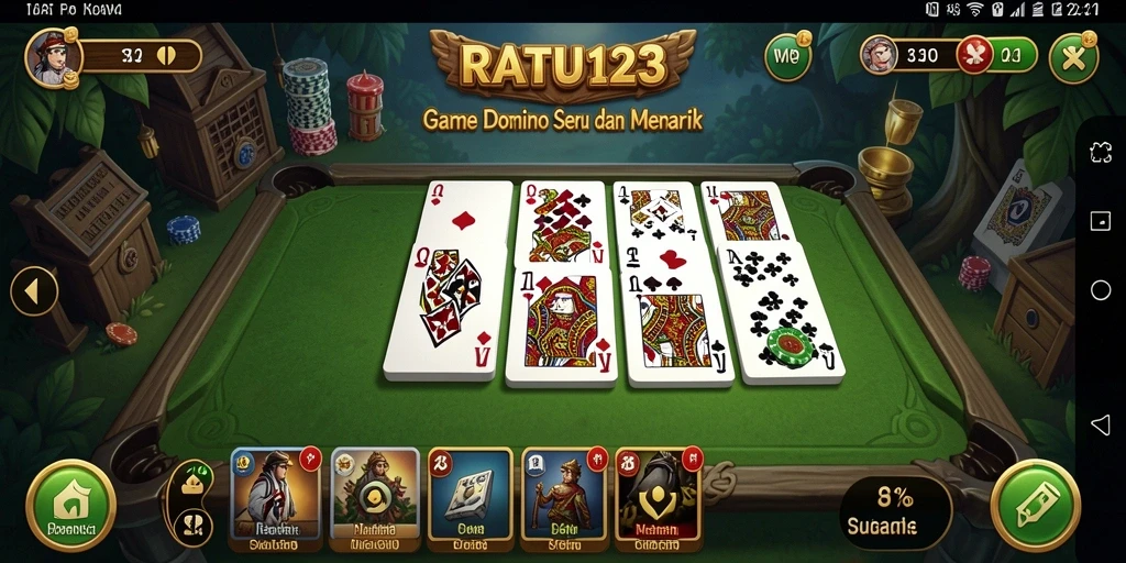 Tangkapan layar utama RATU123 menampilkan aksi gameplay Domino yang menegangkan.