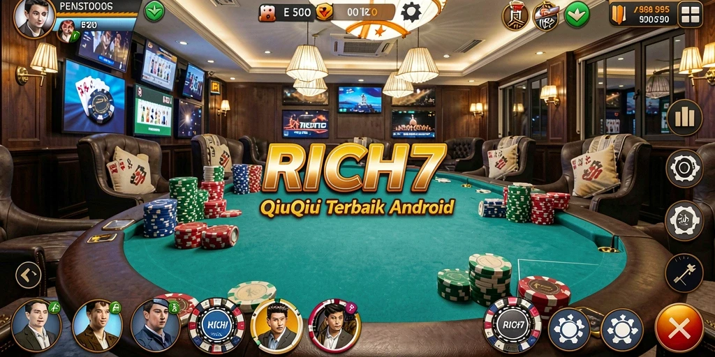 Screenshot gameplay RICH7 menunjukkan suasana permainan QiuQiu yang seru.