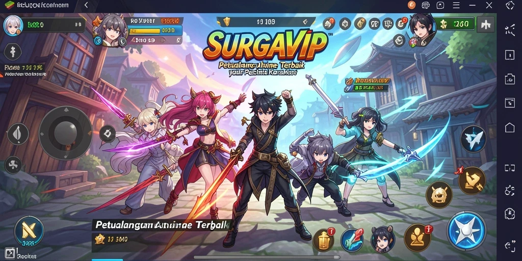 Tampilan gameplay SURGAVIP yang menampilkan aksi karakter Anime.