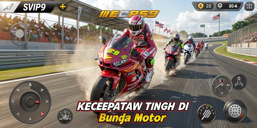 Screenshot menampilkan pertarungan balap motor yang sengit di lintasan malam.