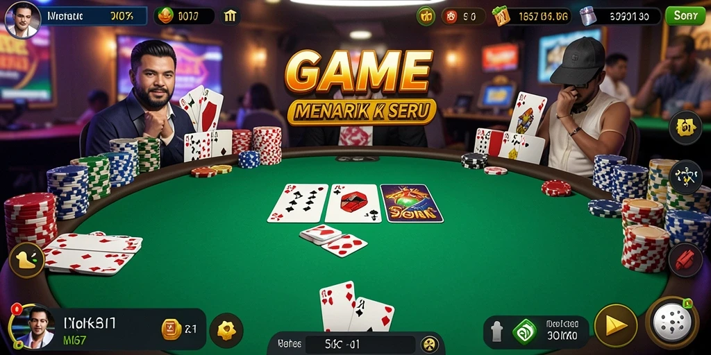 Tampilan gameplay seru dari W67 yang menampilkan duel poker antar pemain.